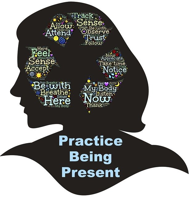 A silhouette of a woman with tips on the practice of being present. Learn more about anxiety counseling in Tigard, OR, and other services offered including social anxiety in Oregon.