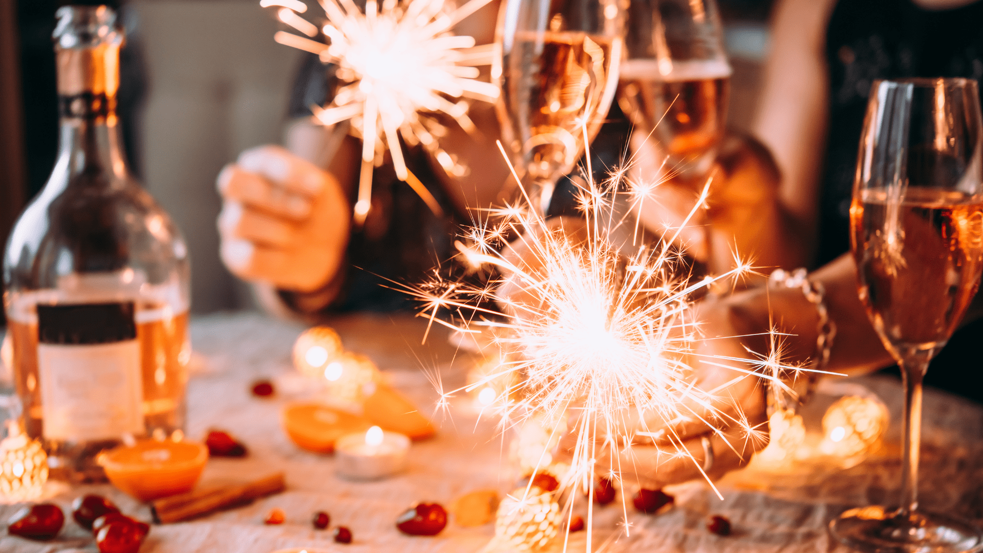 Image of New Year's sparklers and champagne. Online therapy for codependency in Oregon can help set healthy boundaries for the New Year. A therapist can help with health anxiety, codependency counseling, and relationship therapy. Call now to start therapy in Tigard, OR 97224.