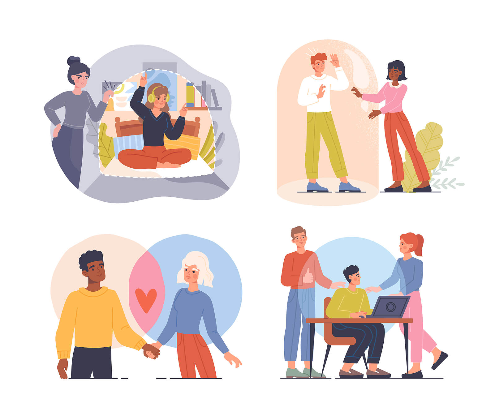 A group of various people representing the literal action of setting healthy boundaries for your mental health at Discovery Counseling in OR. 