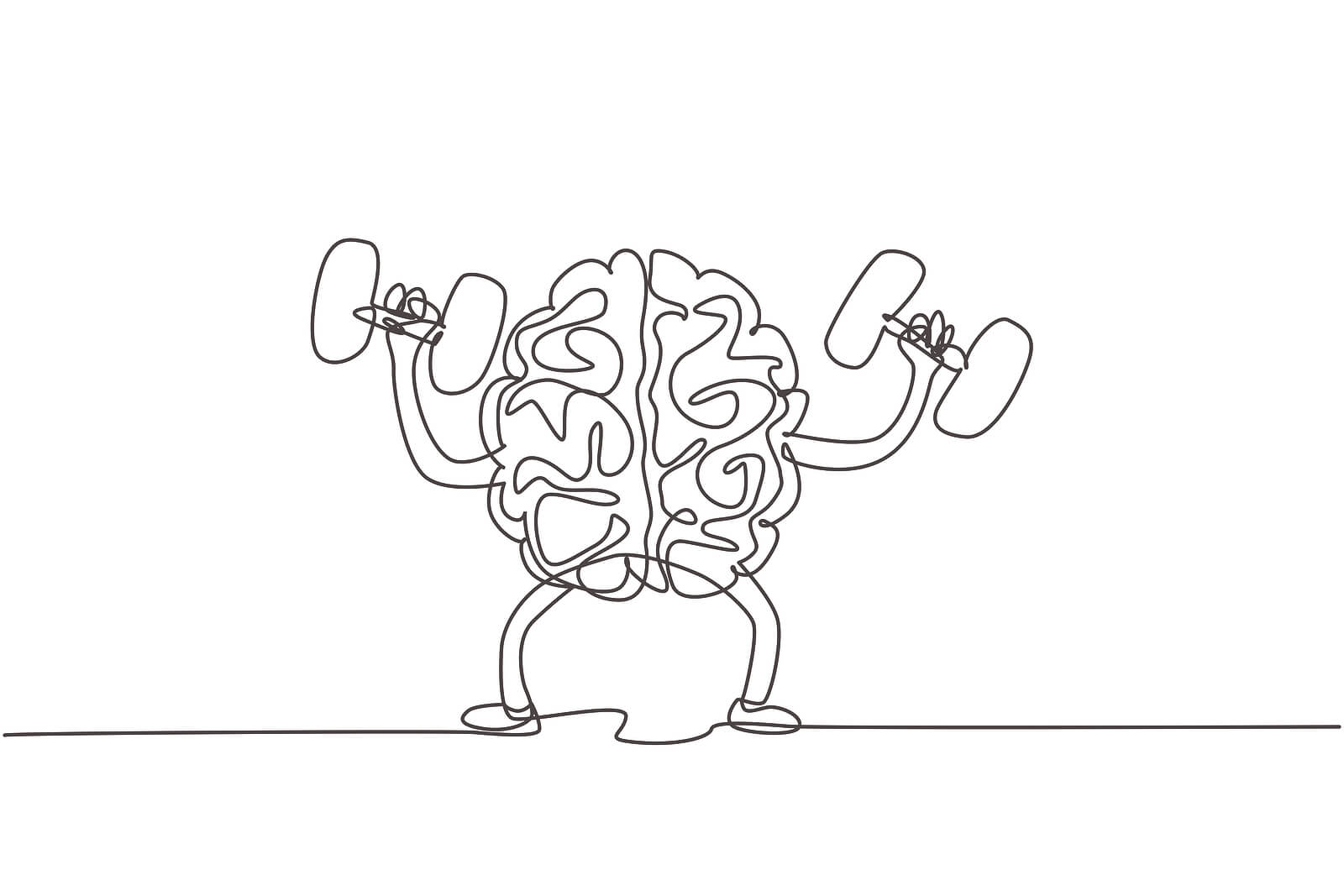 An image of a cartoon esc brain working out, representing the healthy mental benefits that come to creating healthy boundaries at Discover Counseling in OR.
