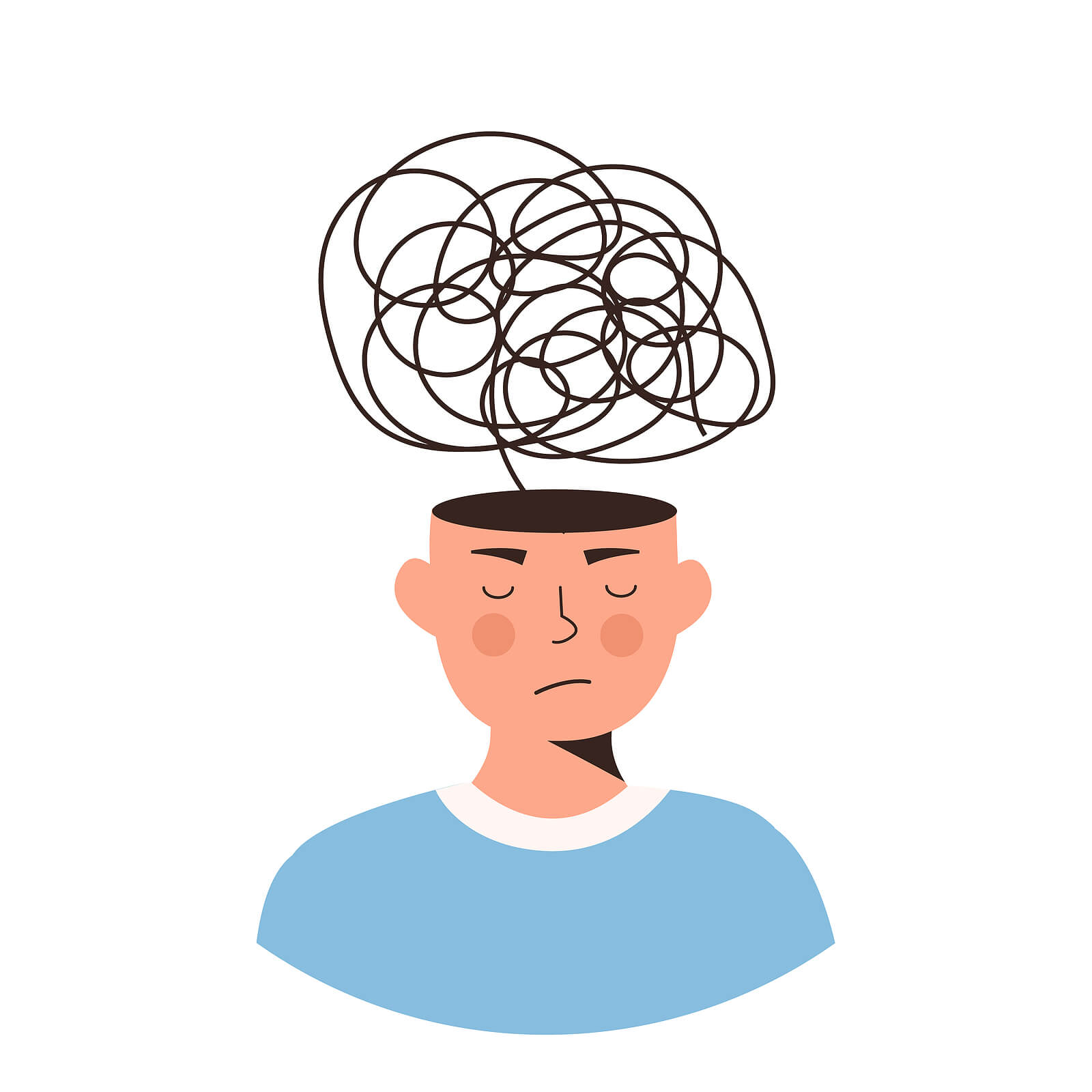 anxious man | anxiety treatment in Tigard, OR | stress counseling | social anxiety | depression treatment | 97223 Illustration of a man with swirls about his head. Deal with social anxiety and being okay? We can help with stress counseling, anxiety treatment, and depression treatment in Tigard, OR 97223.