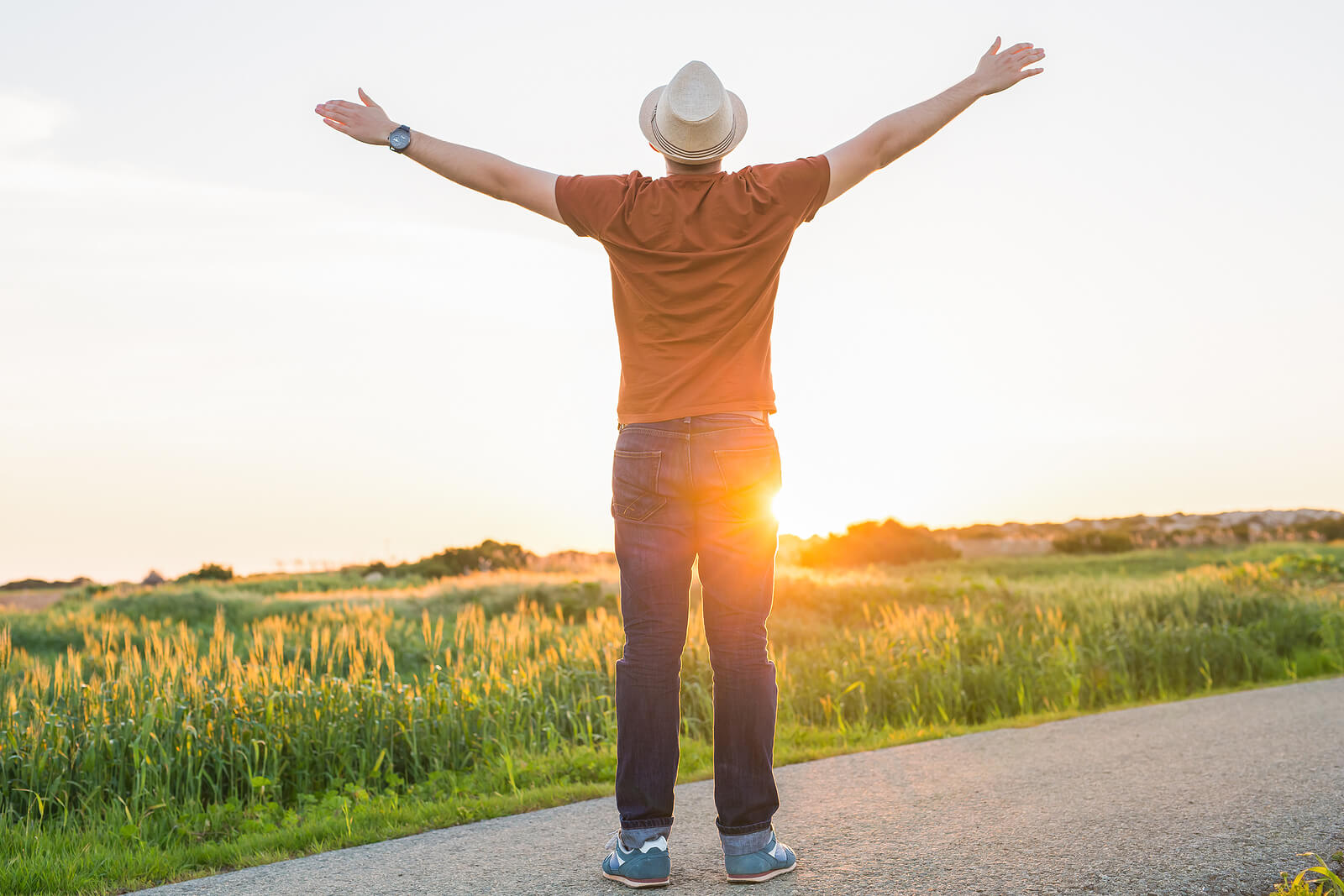 Image of a man with his arms out stretched in a green field. With online counseling in Oregon we can help you live the life you want. Our Oregon online therapist can help you answer the questions you need to in order to make a plan. Begin pressing start by reaching out for online therapy Oregon.