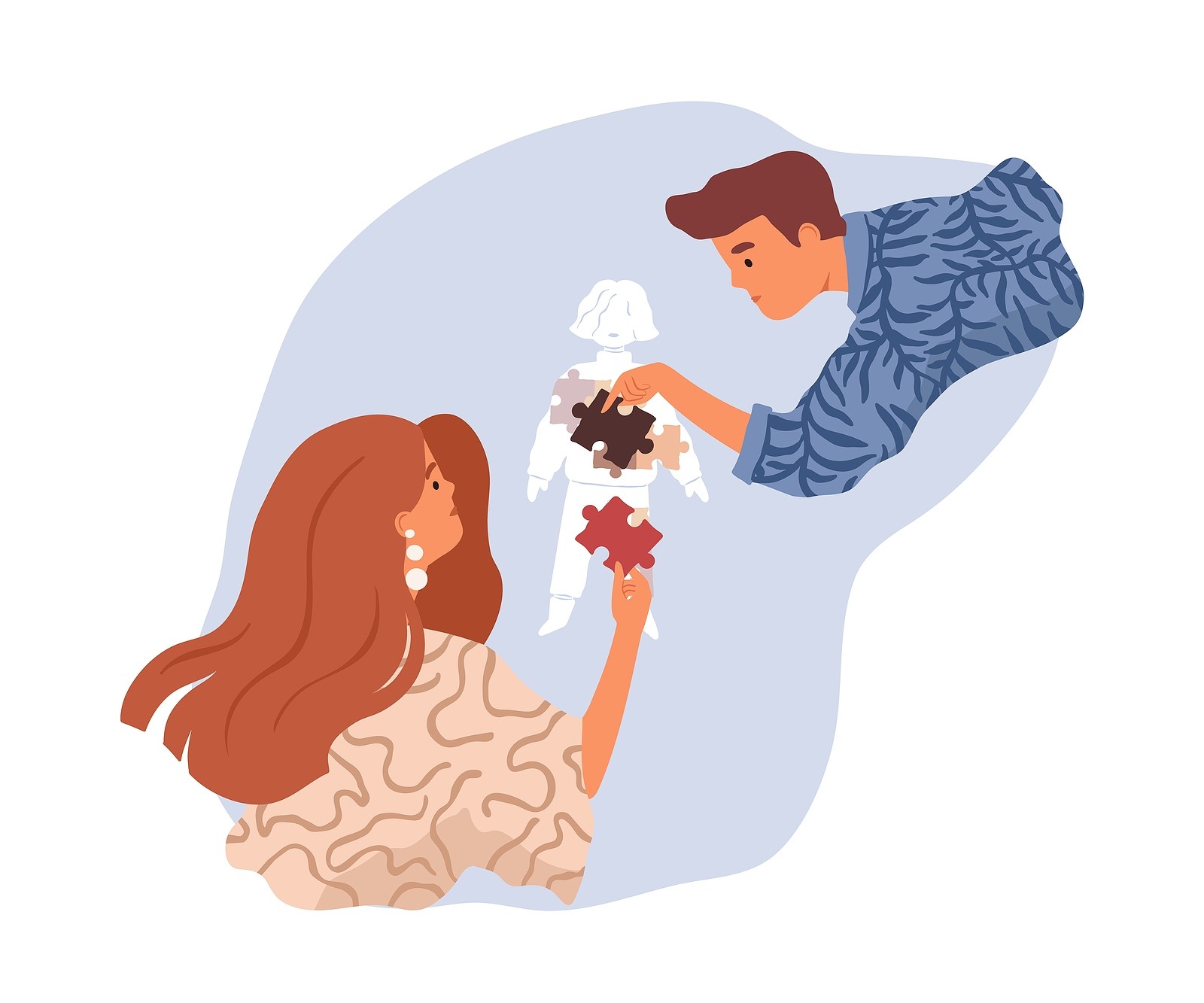 puzzle piece | online therapist in oregon | online therapy oregon | therapy in tigard, or | 97223 A graphic of two people placing puzzle pieces in the form of a person. This could represent a better understanding one’s self by working with an online therapist in Oregon. Learn more about therapy in Tigard, OR and more by searching “oregon online therapist” today.