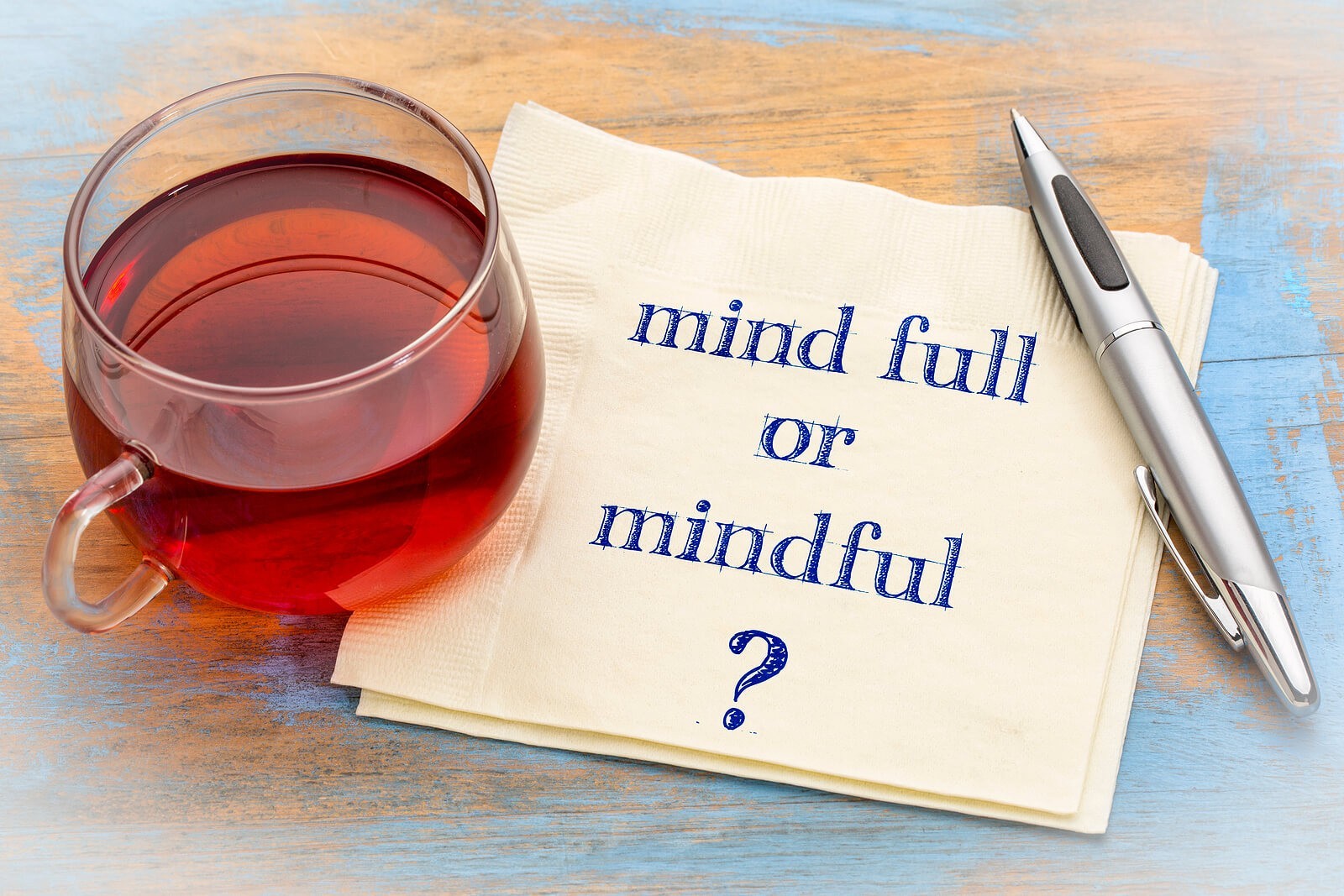 A close up of a note on a napkin that asks "mind full or mindful?". Learn more about how an online therapist in Oregon can offer support with online therapy in Oregon and a variety of counseling services in Tigard, OR.
